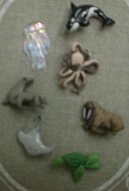boutons décorations animaux maritimes