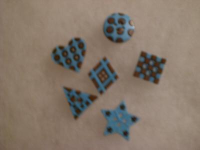 boutons geometriques turquoise marron